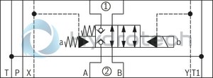 technical illustration-R901325334-Sandwich plate valve Electro-hydraulic actuation Porting pattern according to ISO&nbsp;4401-05-05-0-05 (NG10) and ISO&nbsp;4401-07-07-0-05 (NG16) Wet-pin DC solenoid Pilot oil supply, internal or external, optional Different combinations of the locking and pass-through functions With manual override, optional Electrical connection as individual connection