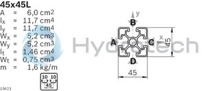technical illustration-45X45L STRUT-Strut profile 45x45L, 20XL=6070mm