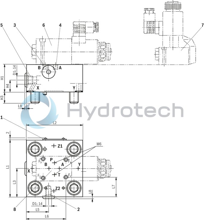 technical illustration-R901383014-Size 40, symbol GWMA, hydraulically actuated