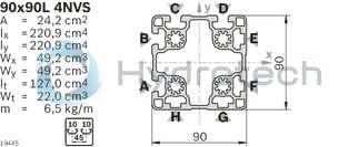 technical illustration-3842538296-Strut profile 90x90L 4NVS, 6xL=6070mm