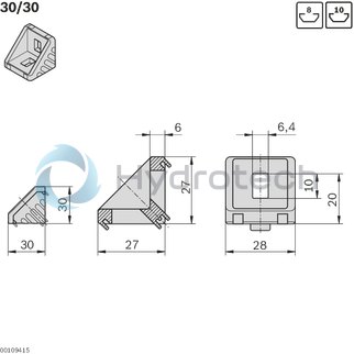technical illustration-3842523528-Bracket 30x30 set (standard) slot 8/8