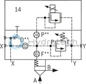 technical illustration-R900912801-Size 32, manual maximum pressure adjustment with electrically proportional pressure adjustment, with mounting surface ISO4401
