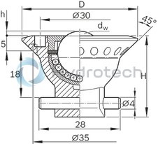 technical illustration-R053000520-Ball transfer units with felt seal &ndash; Size 15
