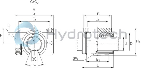 technical illustration-R106764040-Linear set (steel), O-A-40, with two seals