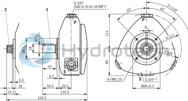 technical illustration-R901089530-Radial piston pump, size 20 cm3, pressure 500 bar for industrial applications, open circuit