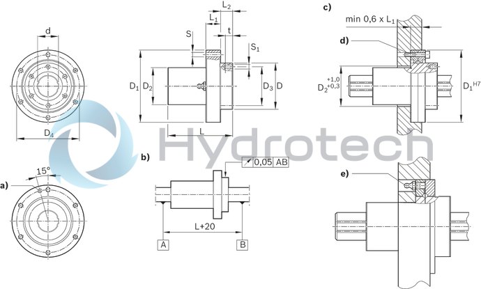 technical illustration-R072722500-Torque-resistant LB, 4-LR-25, with two seals
