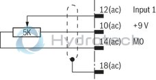 technical illustration-R978918205-Differential input, switchable from voltage to current input Additional non-isolated command value input Ramp generator, separately adjustable for upwards and downwards direction Cable break detection for current input 4 to 20&nbsp;mA Reverse polarity protection for the operating voltage Short-circuit protection and cable break detection of the solenoid conductor "Ready for operation" message Clocked power output stage