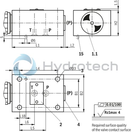 technical illustration-R900424321-Pressure relief valve, direct operated