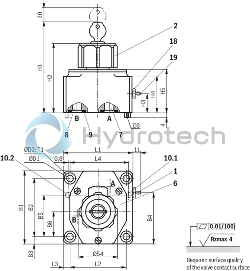 technical illustration-R900424902-Size 16, A &rarr; B, B &rarr; A, mechanically actuated