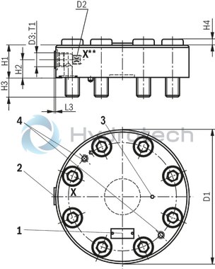 technical illustration-R900905302-Size 25, symbol D, hydraulically actuated