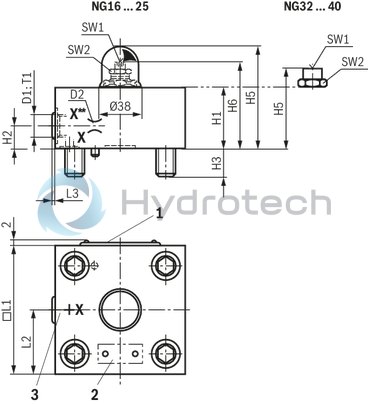 technical illustration-R900912728-Size 32, symbol H2, hydraulically actuated