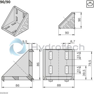 technical illustration-3842548869-Cover cap for bracket 90x90, black