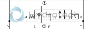 technical illustration-R900945999-Direct-controlled directional slide valve with solenoid actuation Sandwich plate valve As stop straight-through valve or stop straight-through short circuit valve Porting pattern according to DIN&nbsp;24340 form&nbsp;A (without locating hole), (standard) Porting pattern according to ISO&nbsp;4401-03-02-0-05 (with locating hole) Wet-pin AC or DC solenoids Manual override, optional
