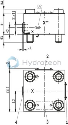 technical illustration-R900905302-Size 25, symbol D, hydraulically actuated