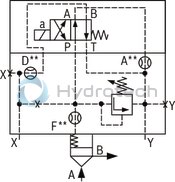 technical illustration-R900912804-Size 16, manual maximum pressure adjustment that can be switched off, with installation surface ISO4401