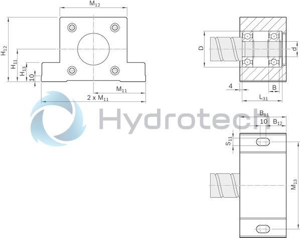 technical illustration-R159561500-Assembly group pillow block unit SES-L, size 20 x 5/10/20/40