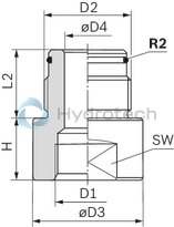 technical illustration-R901435305-Bladder-type accumulator size 20 liters, 330 bar for industrial applications at standard temperatures