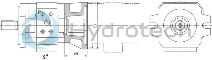 technical illustration-R900961556-Internal gear pump, size 11, pressure 350 bar for industrial applications, open circuit