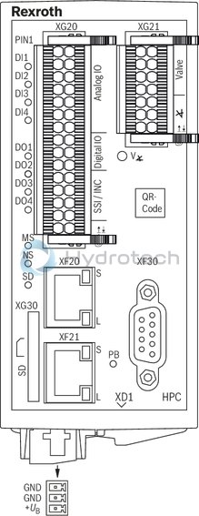 technical illustration-R901413449-Hydraulic pump control for 1 pump of type A4..HS5, function: Swivel angle, pressure control, torque limitation, master/slave