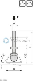 technical illustration-SPINDLE M12 L85-Leveling foot spindle, steel; galvanized M12x85
