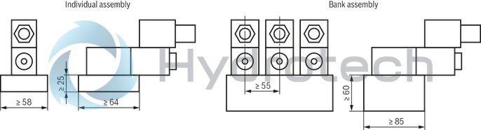 technical illustration-R901270798-3/2- or 4/2-way version For intended use in potentially explosive atmosphere Porting pattern according to ISO&nbsp;4401-03-02-0-05 (but without locating hole) wet-pin DC or AC solenoids Electrical connection with individual connection and cable gland With concealed manual override, optional