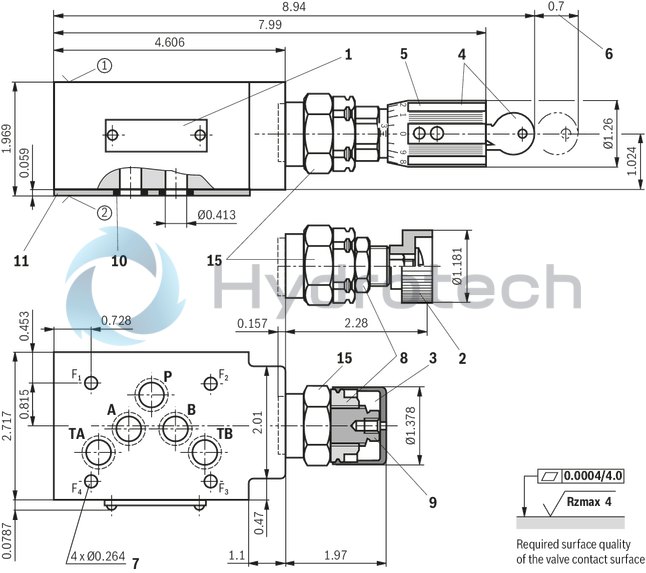 technical illustration-R900431828-Size 10, symbol A - TA and B - TB, with manual actuation