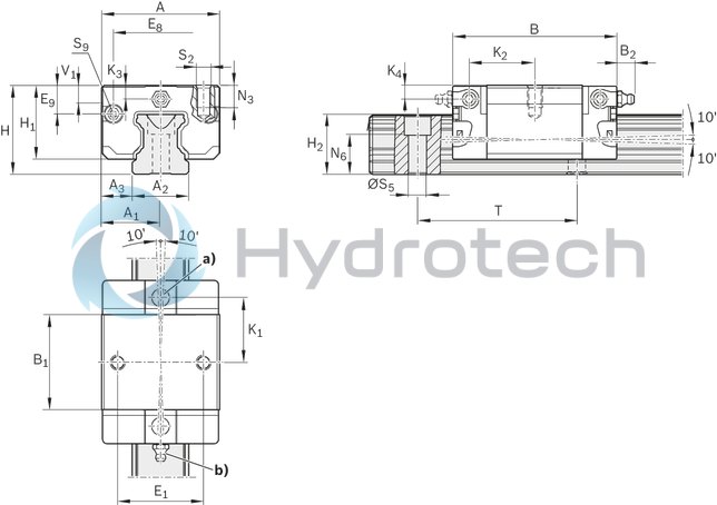 technical illustration-R166281420-Ball runner block (self-aligning), SKS, size 20, steel CS, accuracy standard, low preload, without ball chain