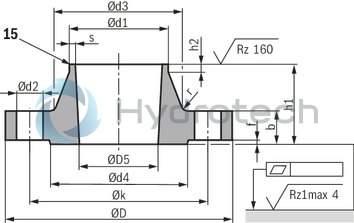 technical illustration-R900566826-Pilot operated check valve in sandwich plate design Directional valve set-up, optional High-pressure connection (NG32 &hellip; 160) Integrated throttle check valve (NG50, 63, 80 and 200)