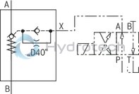 technical illustration-R900566826-Pilot operated check valve in sandwich plate design Directional valve set-up, optional High-pressure connection (NG32 &hellip; 160) Integrated throttle check valve (NG50, 63, 80 and 200)