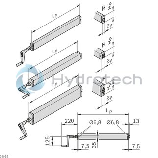 technical illustration-3842552135-Can be used for the implementation of EN&nbsp;1570-1, taking into consideration other measures for integration into products Synchronous activation of 2, 4 or 6 lifting modules Can be mounted in any position Incl. friction clutch for load control 4&nbsp;mm stroke per rotation Crank handle, retractable