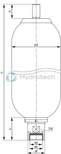 technical illustration-R901435305-Bladder-type accumulator size 20 liters, 330 bar for industrial applications at standard temperatures