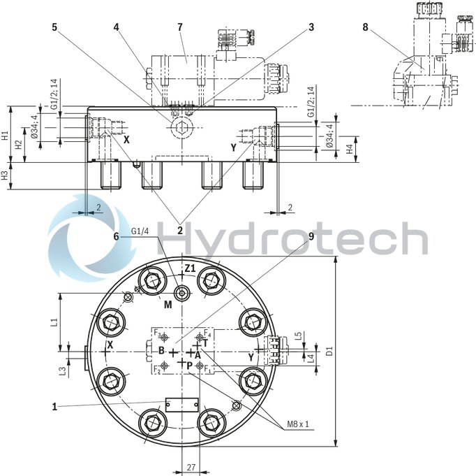 technical illustration-R901400309-2 area ratios 4 different springs 6 different cracking pressures