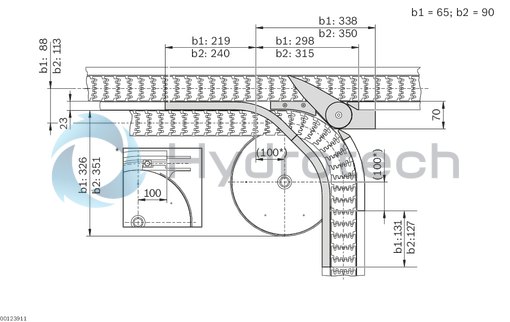 technical illustration-3842551100-90&deg; diverter, left, VFplus 90