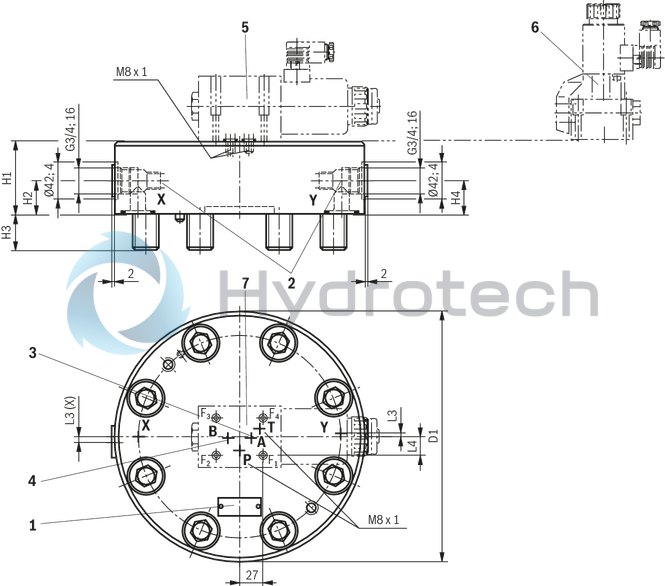 technical illustration-R900912680-Size 25, symbol WEA, hydraulically actuated