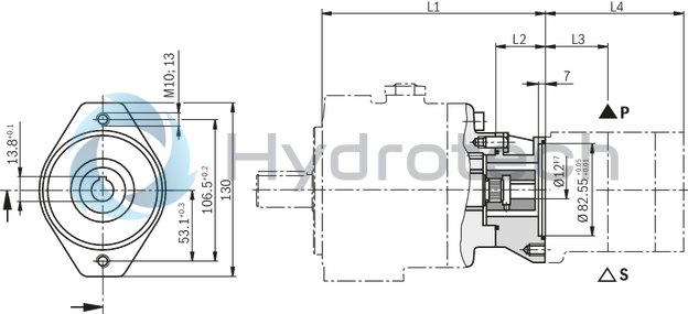 technical illustration-R900506809-Variable displacement pump, size 118 cm&sup3;, pressure 160 bar for industrial applications, open circuit
