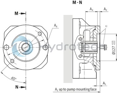 technical illustration-R901375786-A SYHDFEn-1X control system is used for the electro-hydraulic control of swivel angle, pressure and power (partially optional, see ordering code) of an axial piston variable displacement pump.<br>
The control system consists of the following components: A4VSO axial piston variable displacement pump optimized for the operation in the control system VT-DFPn-2X or VT-DFPFD-1X proportional valve as pilot valve with integrated electronics including inductive position transducer for valve position sensing. Position transducer for sensing the swivel angle Pressure transducer with suitable signal level and dynamics (optionally HM 20, separate order)