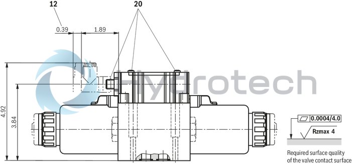 technical illustration-R900503405-4/3-, 4/2- or 3/2-way version High-power solenoid Porting pattern according to ISO&nbsp;4401-05-04-0-05 Wet-pin AC solenoids with detachable coil Solenoid coil is rotatable by 90° The coil can be changed without having to open the pressure-tight chamber Electrical connection as individual connection or central connection Optional auxiliary operating device
