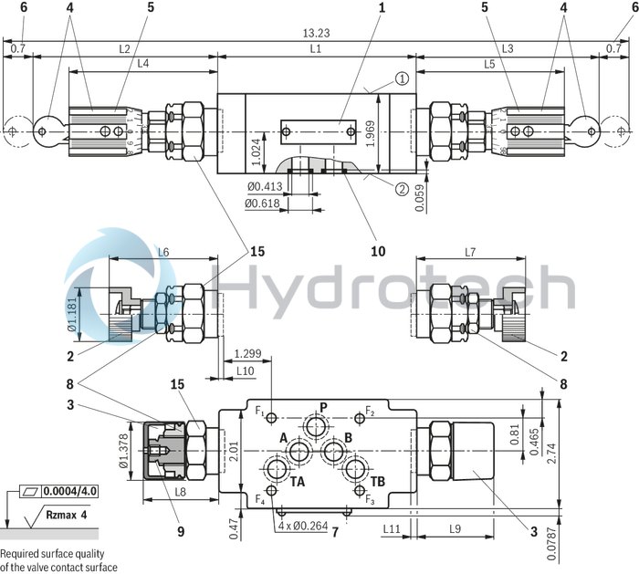 technical illustration-R900431828-Size 10, symbol A - TA and B - TB, with manual actuation