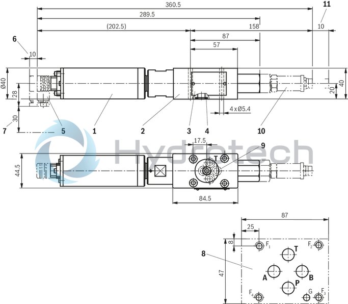 technical illustration-R901025495-Size 6, P2 &rarr; P1, electrical with external electronics, 24 V DC