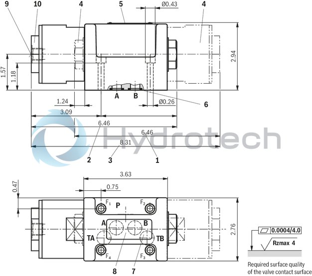 technical illustration-R901426394-4/3-, 4/2- or 3/2-way version Porting pattern according to ISO&nbsp;4401-05-04-0-05 Operating methods: Hydraulic