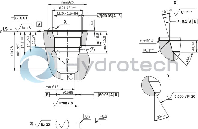 technical illustration-R901252718-2/2 directional poppet valve, direct operated with solenoid actuation