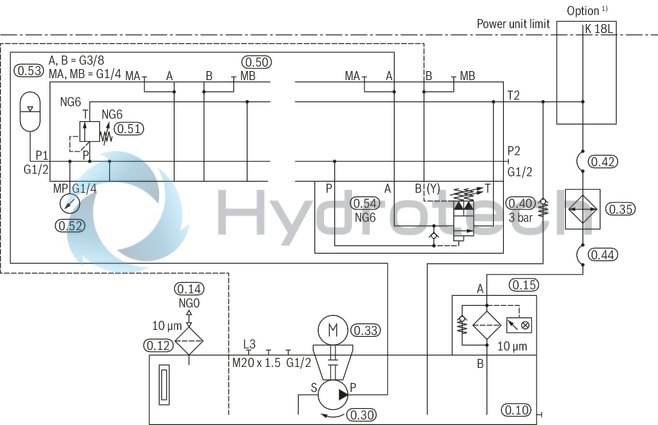 technical illustration-R919101941-Stable aluminum tank Modular design Compact power unit design Individual adaptation possible Versatile possible applications Additional options possible Clear, maintenance-friendly arrangement
