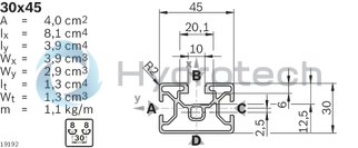 technical illustration-3842557203-Strut profile 30x45, 18xL=6070mm