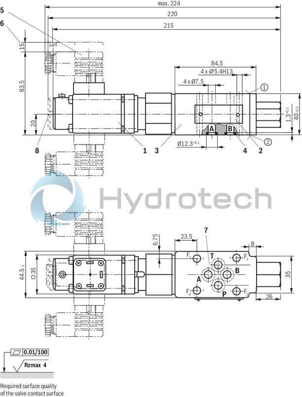 technical illustration-R901366629-Size 6, P2 &rarr; P1, electrical with integrated electronics, 24 V DC